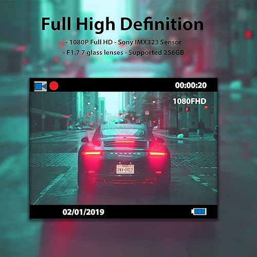 Miniatura 4 de Rexing V1 Basic Dash Cam 1080P FHD DVR Grabador de conducción de coche, pantalla LCD de 2.4 pulgadas gran angular de 170, sensor G, WDR, monitor de