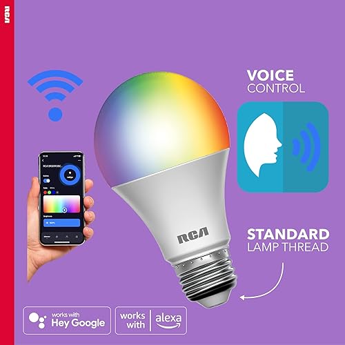 Miniatura 4 de RCA Smart Light Bulbs  WiFi LED Light Bulb  Color Changing Light Bulb  Dimmable Multicolor 800 Lumens 10W Works with Alexa and Google Home  60W EQ
