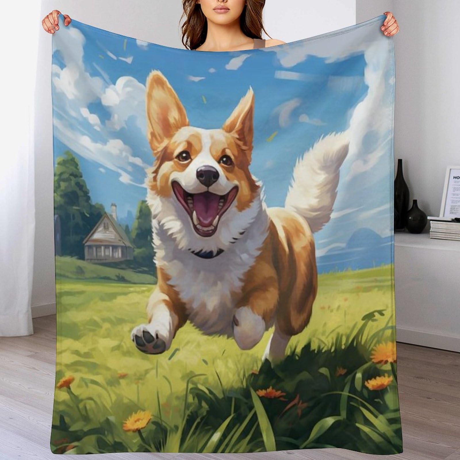 Couverture cute chien flannel douce contre le froid lit canapé