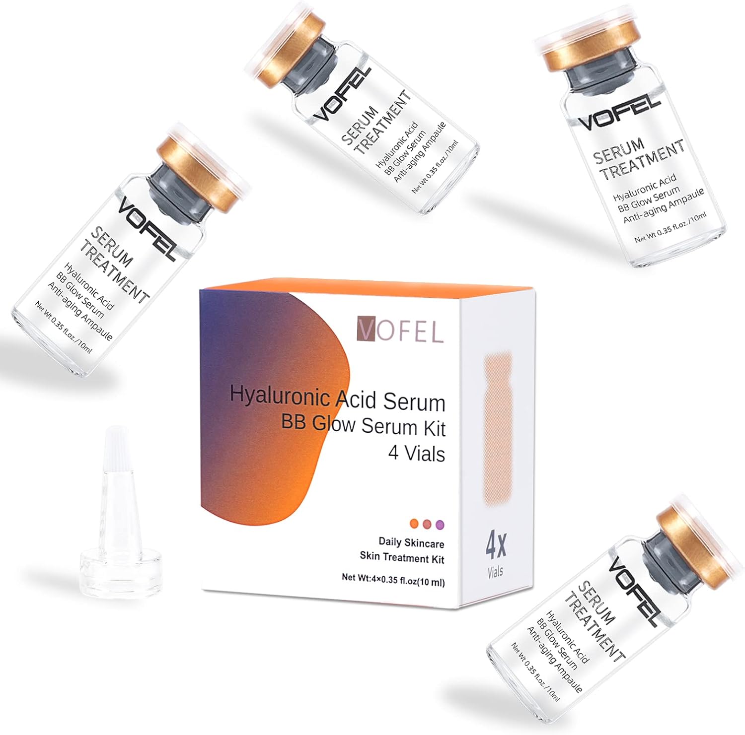 Hyaluronic Acid Serum for Face Anti Aging Serum Ampoules Hydration Moisture 0.35 oz 4 Vials Hyaluronic Acid Serum for Face Anti Aging Serum Ampoules Hydration Moisture 0.35 oz 4 Vials