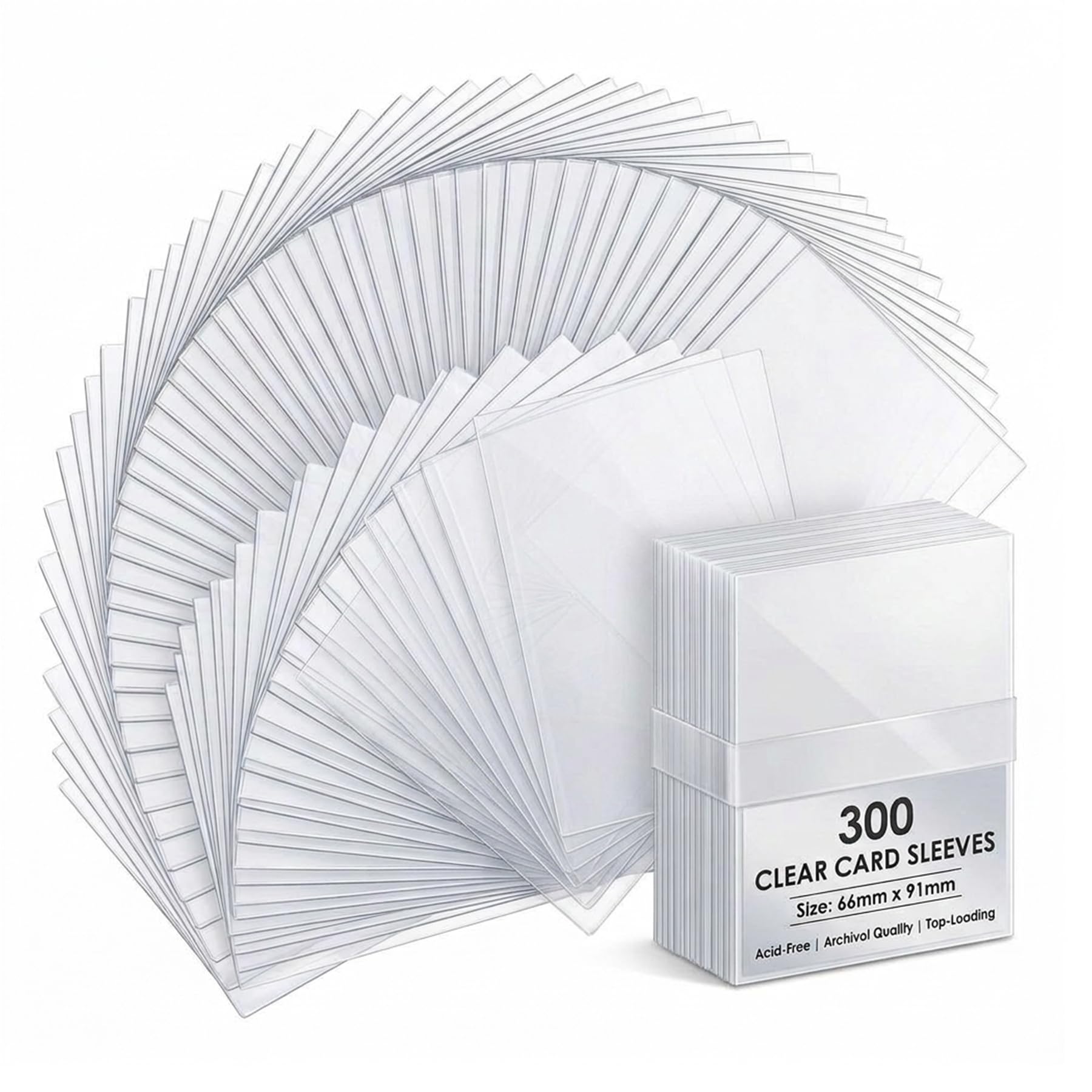 OioTuyi 300 Pack Clear Card Sleeves for Trading Cards Sports Cards Football Cards Standard Size Penny Sleeves Acid-Free Protectors for Card Collection