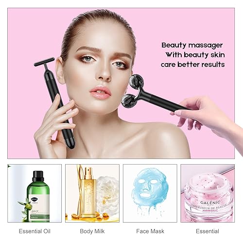 Miniatura 7 de Masajeador facial eléctrico Beauty Bar 2 en 1, rodillo 3D y forma de T, brazo ojo, nariz, cabeza, masajeador facial, kit de masajeador de rodillo