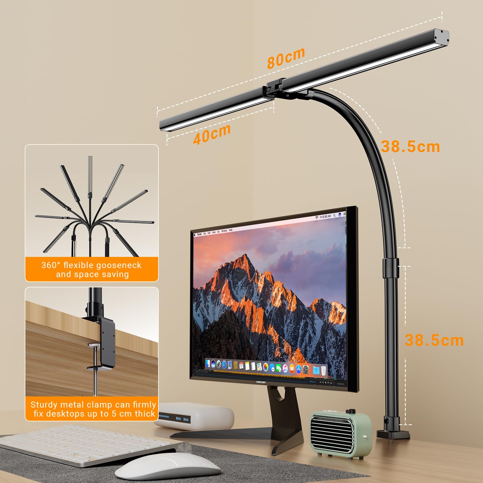 Lampe de bureau LED magnétique amovible, lampe de table avec
