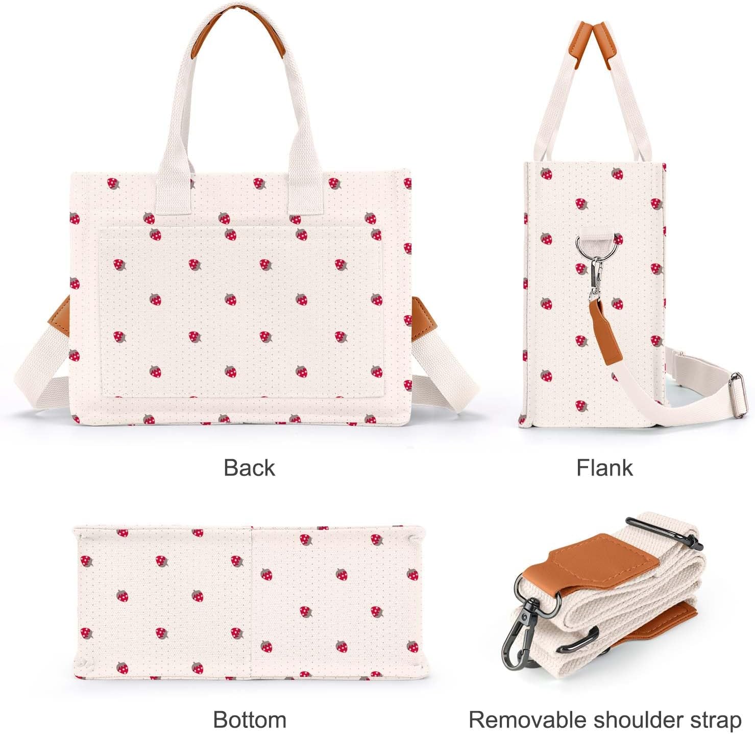 Canvas Tote Bag for Women with Pockets Crossbody Bag Tote Shoulder Handbags Casual Work Bags Everything Tote Bag - Image 6