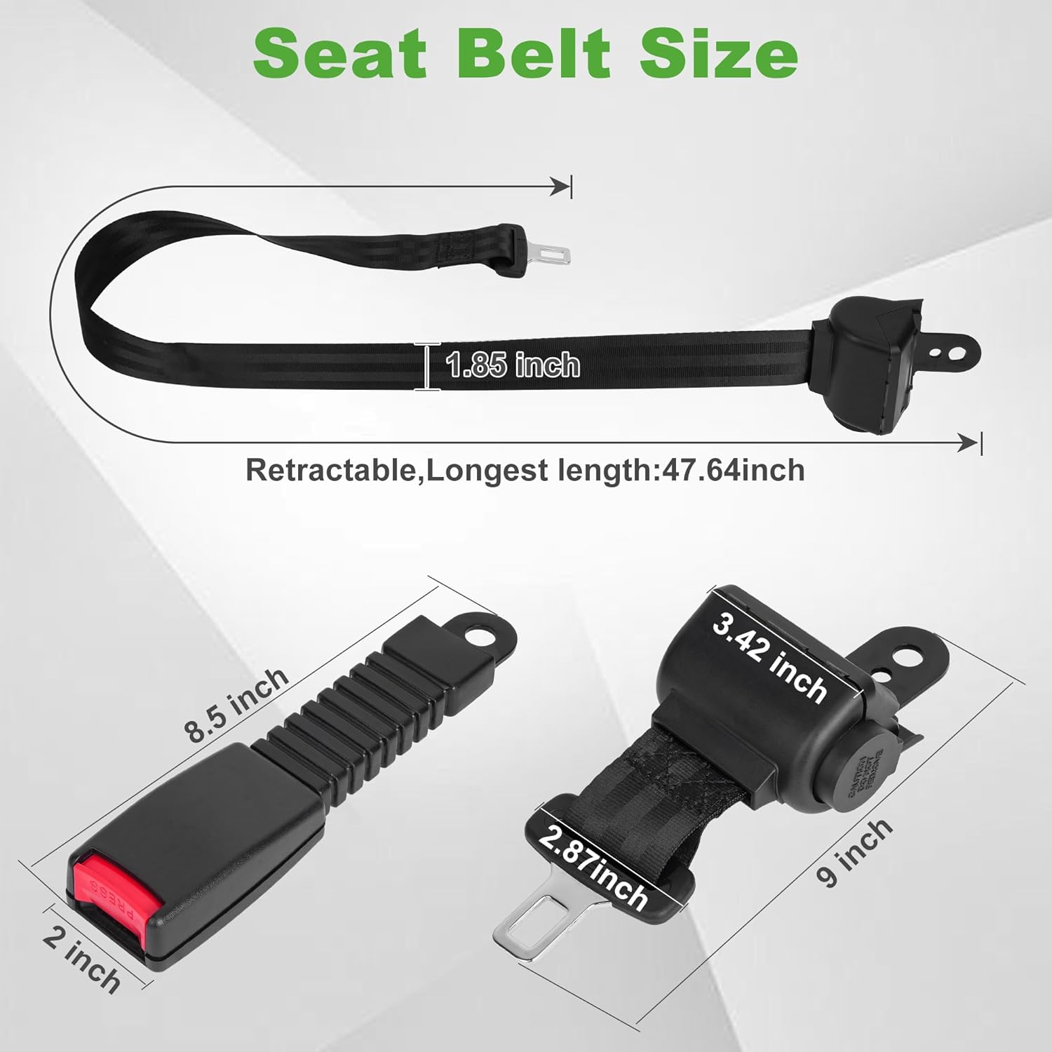 10L0L Universal Golf Cart Seat Belts Kit for Yamaha, Club Car, EZGO Carts Go-Kart ATV UTV, 42" Retractable Seat Belts Kit for Street Legal Seat Belt Golf Carts Front&Rear Seat (Without Bracket)