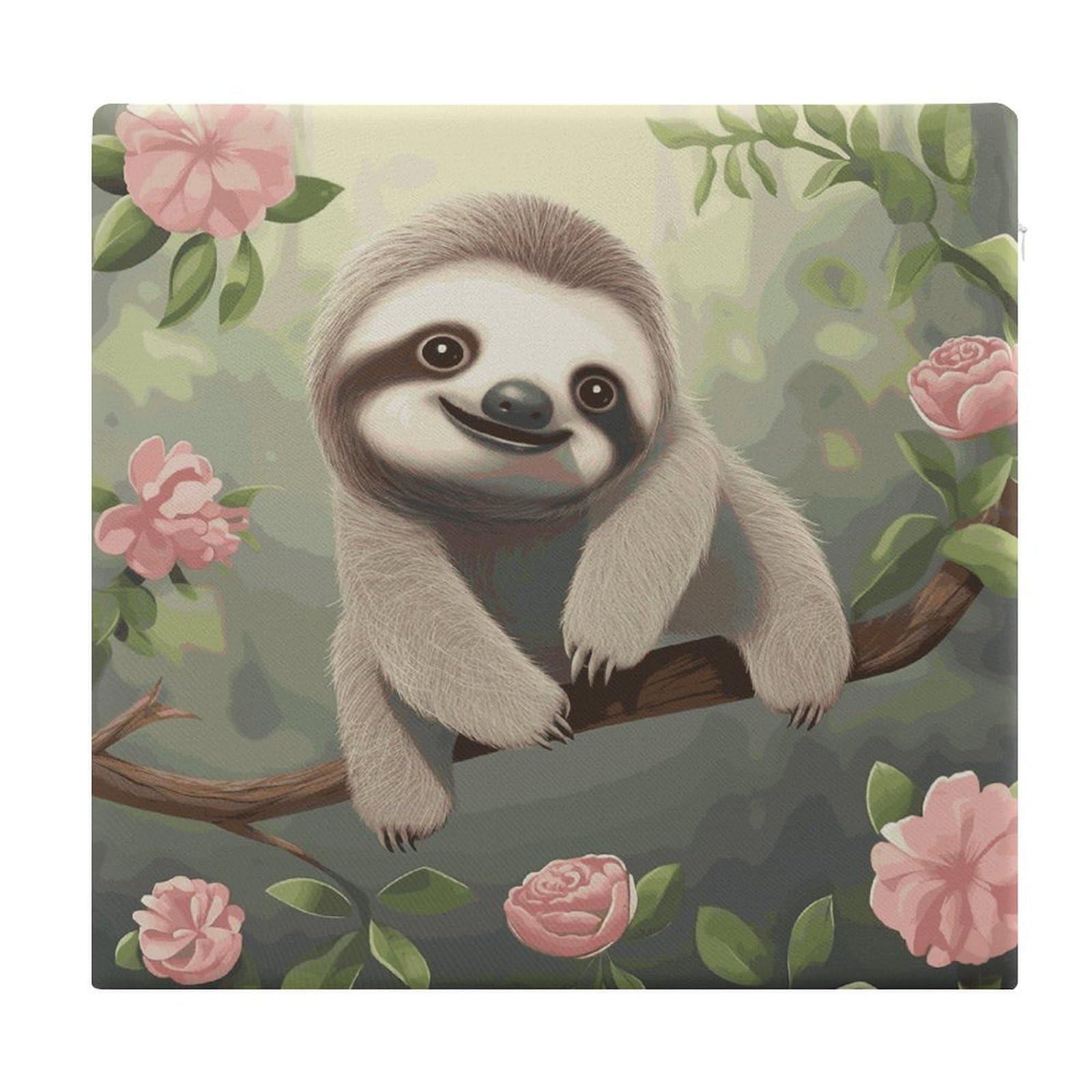 JTREHY Cute Sloth Chair Cushions Non-Slip Bar Stool Cushions Ultra Soft Warm Memory Foam Meditation Cushion Removable Large Square Seat Cushions for Dining Chair 15x14In