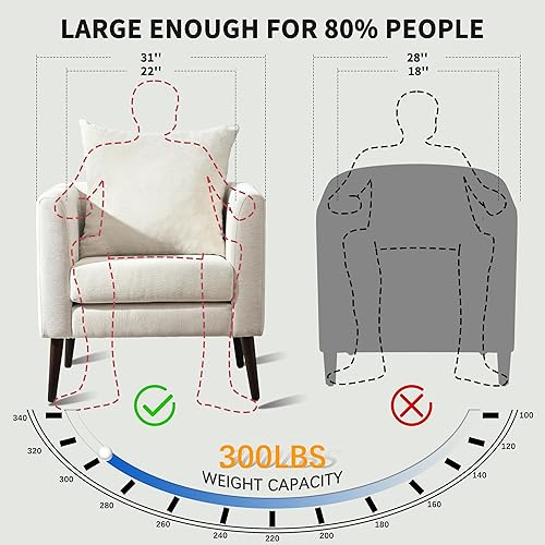 Miniatura 60 de Silla decorativa moderna, sillón tapizado con almohada, sofá individual de tela con asiento de salón y patas de madera, silla decorativa para sala