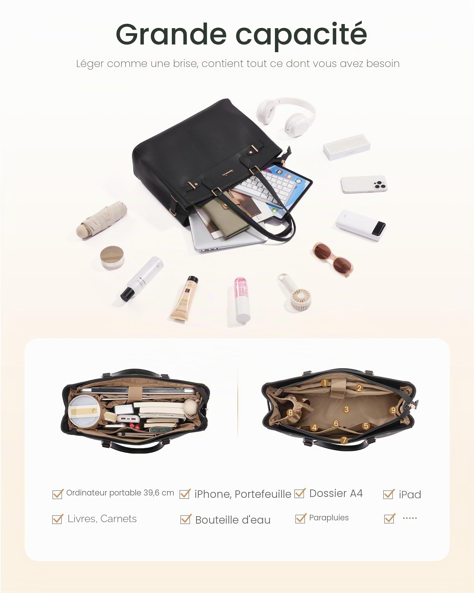 LOVEVOOK Sac à main pour ordinateur portable - Pour femme - Grand