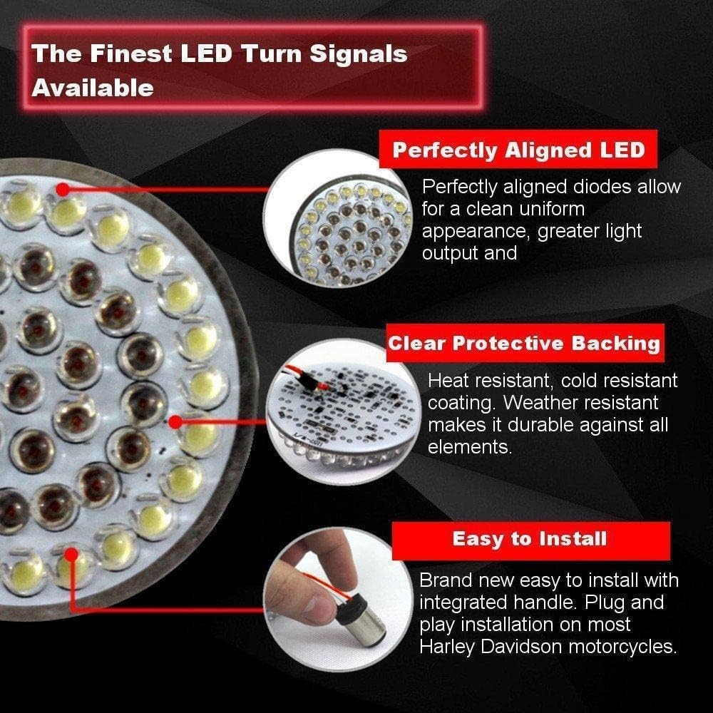 Eagle Lights 8748TS-1156A-S 2" Rear LED Turn Signals Compatible With Harley Davidson® Motorcycles - Generation I / 1156 Base/Amber/Add Smoked Lenses