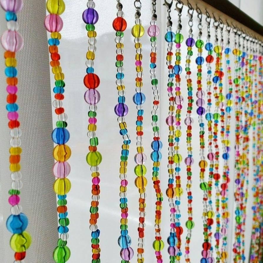 昭和　レトロ　ポップ　ビーズのれん ビーズのれん 珠暖簾 昭和レトロ ポップ ビーズ カラフル ガラス