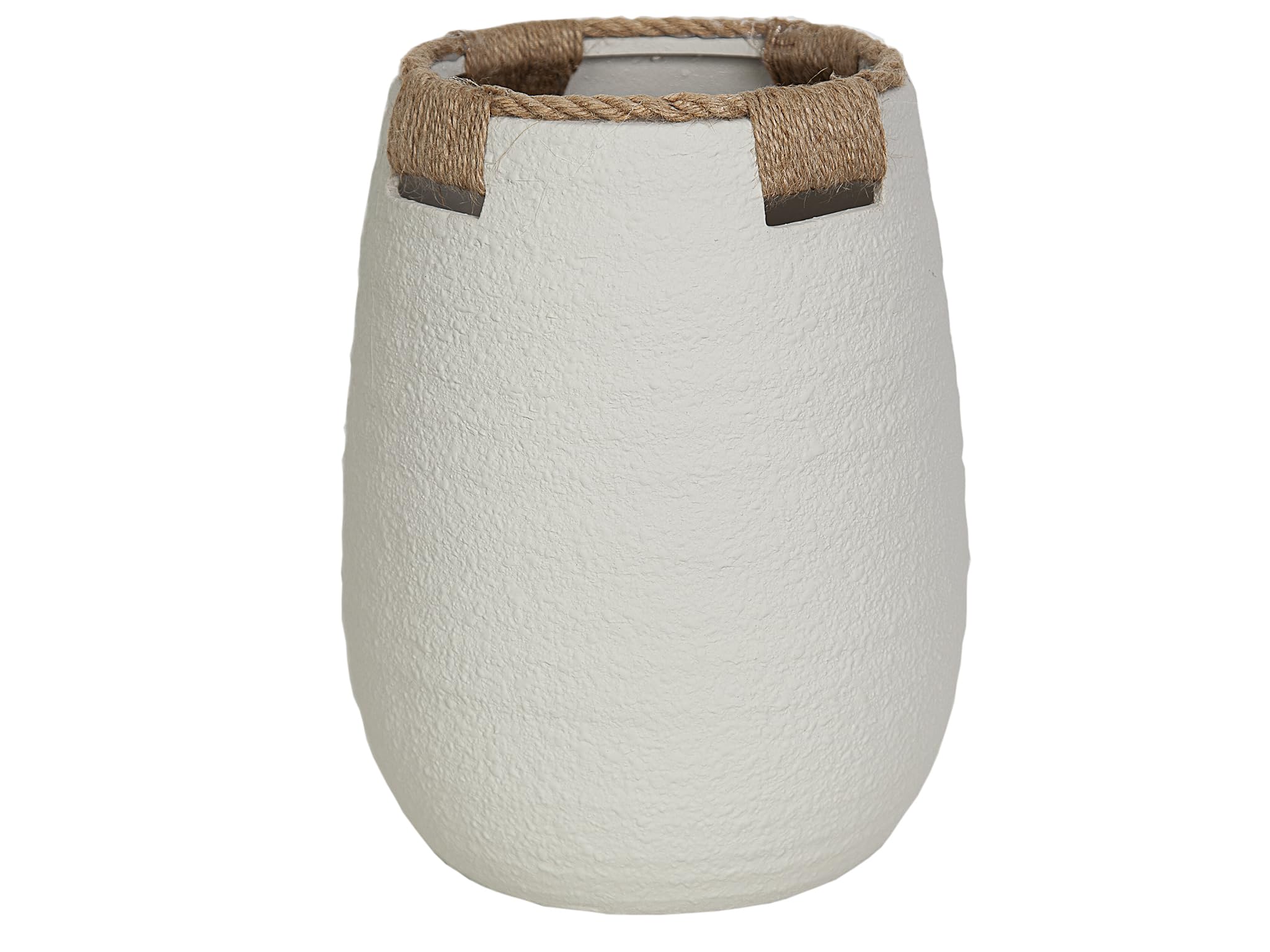 Grand vase en céramique avec corde tressée, poterie artisanale