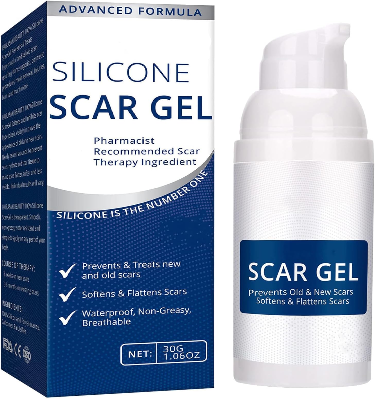 Silicone Scar Gel - Scar Cream - 30g Scar Removal - Scar Treatment - Scar Removal Cream for Keloids, C-Section, Burn, Surgery, Acne, Surgery - Effective for Old and New Scar