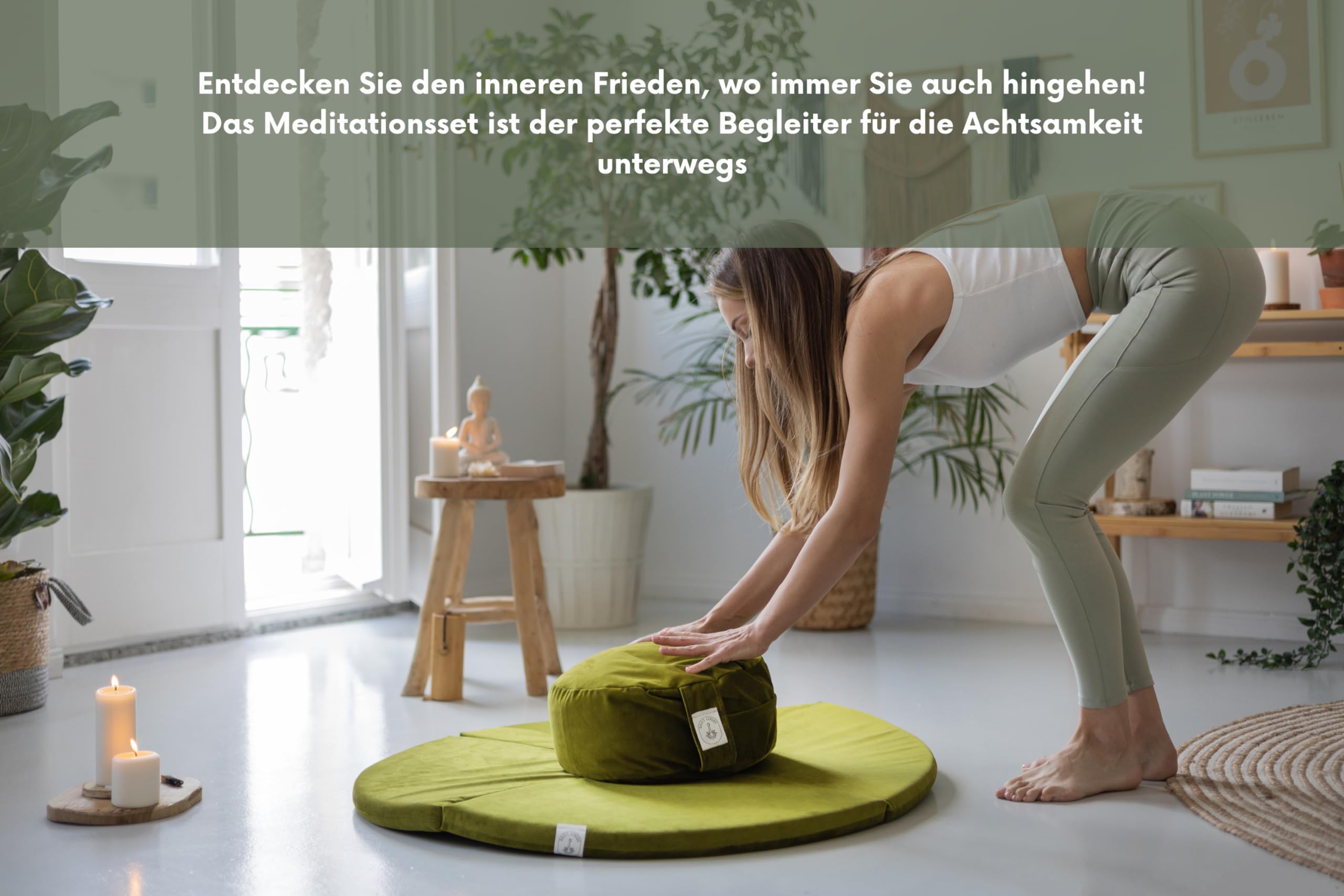 Meditationsset Zafu und Zabuton- faltbar Meditationsmatte Set- Velour Meditatioskissen weicher Stoff- bessere Unterstützung- waschbarer Bezug- langlebige Füllung- Ideal für Yoga- Anfänger und Profis