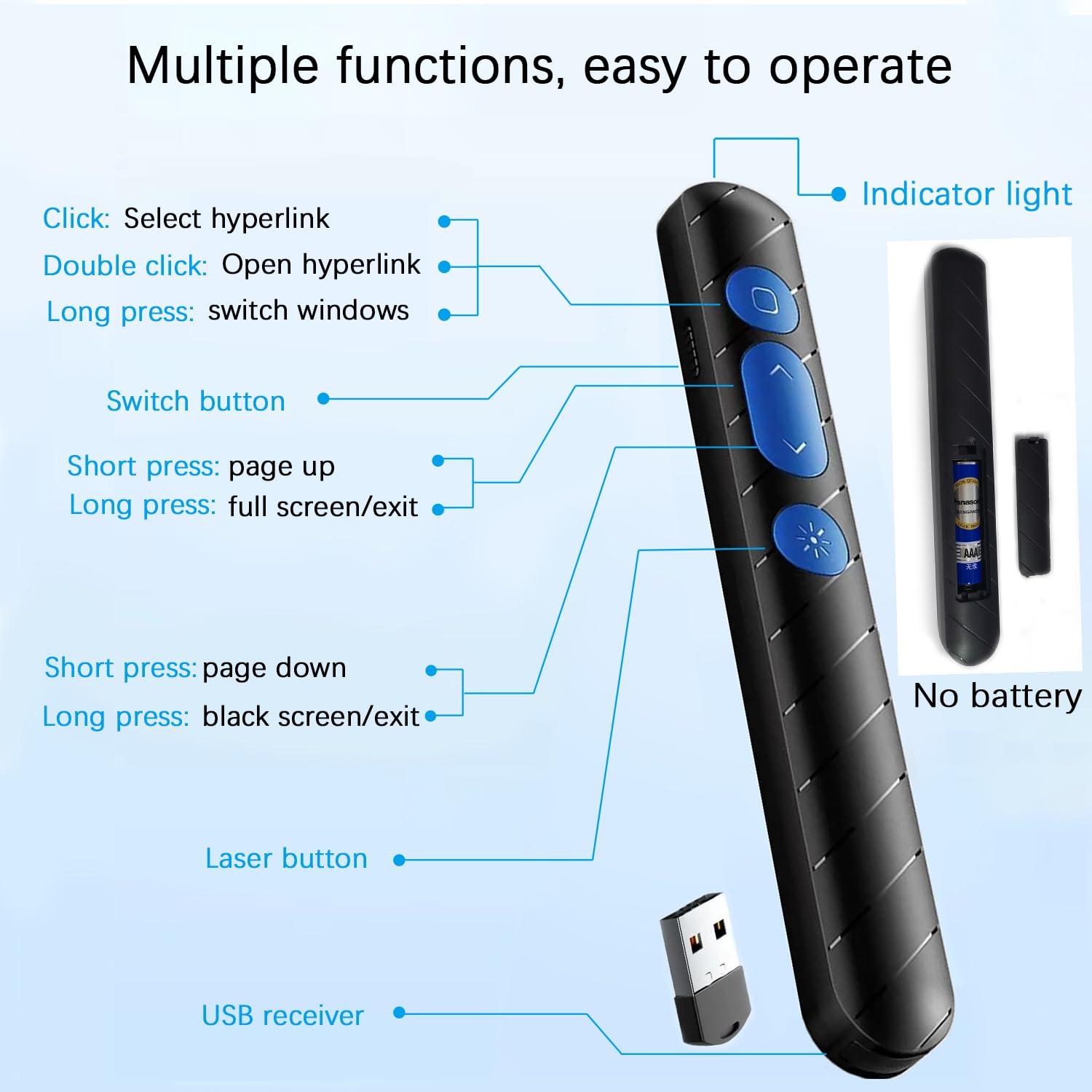 Clicker View Presentation Clicker Wireless - 100m Range, Hyperlink Control, For ...