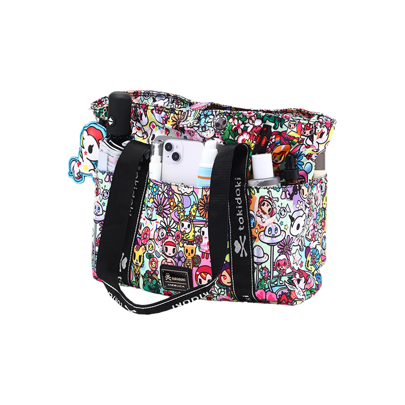 tokidoki Unicorno Cute Tote Bags for Women Foldable Canvas Tote Bag with Doll Portable Shoulder Handbag for Work Travel