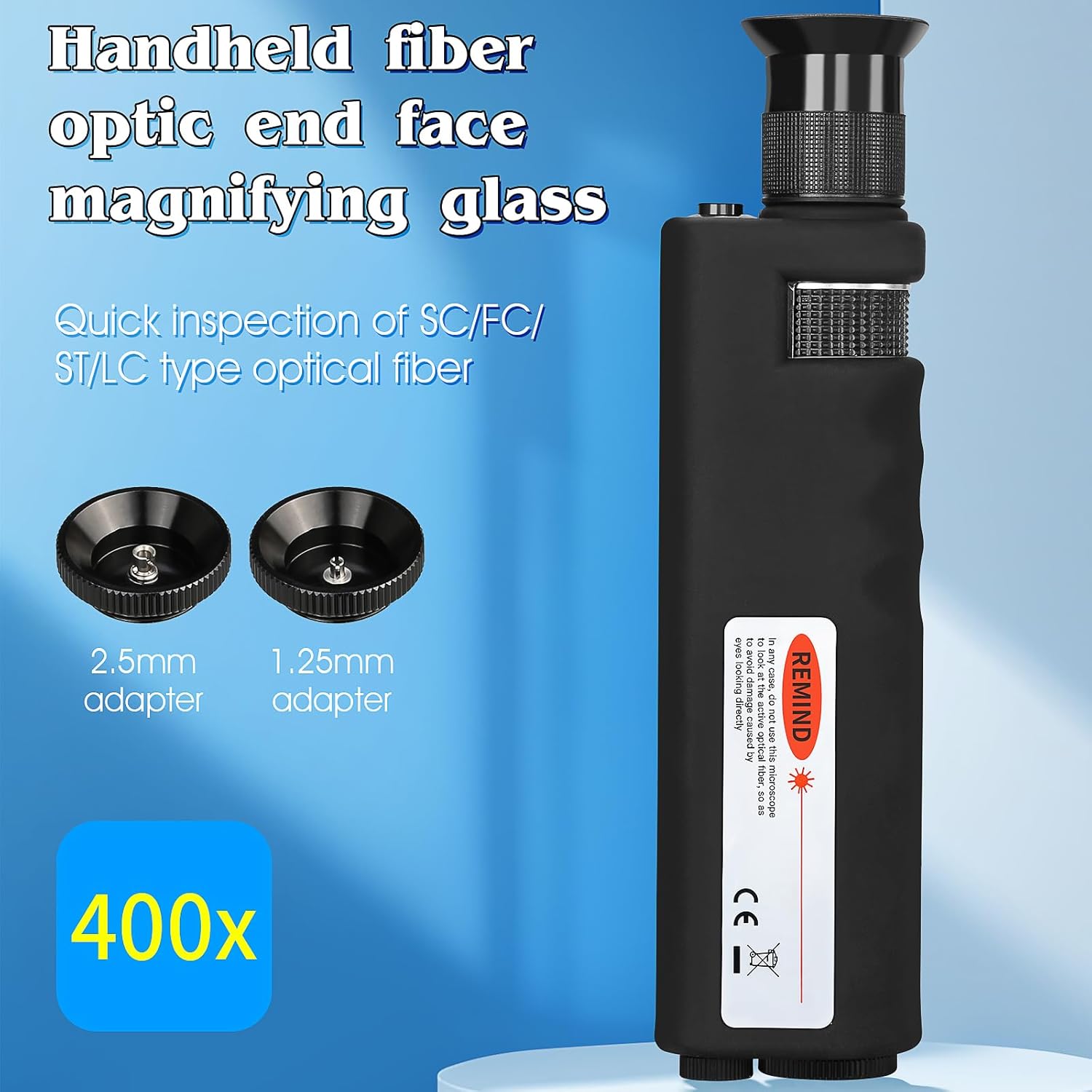 4-Piece Set Fiber Cleaning Tool kit Handheld Fiber Microscope 400x Fiber Magnifying Glass Fiber Jumper end face Cleaning Box one Click Fiber Cleaning Pen