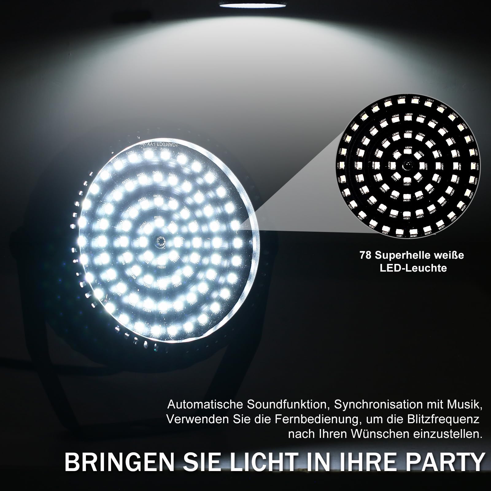 Telbum Stroboskop Halloween Weiß Stroboskoplichter mit Fernbedienung Superhell 78 LEDs Strobe Lights Sound Aktiviert am besten für Zimmer Bühne Party Tanz Hochzeit (Plug-In)