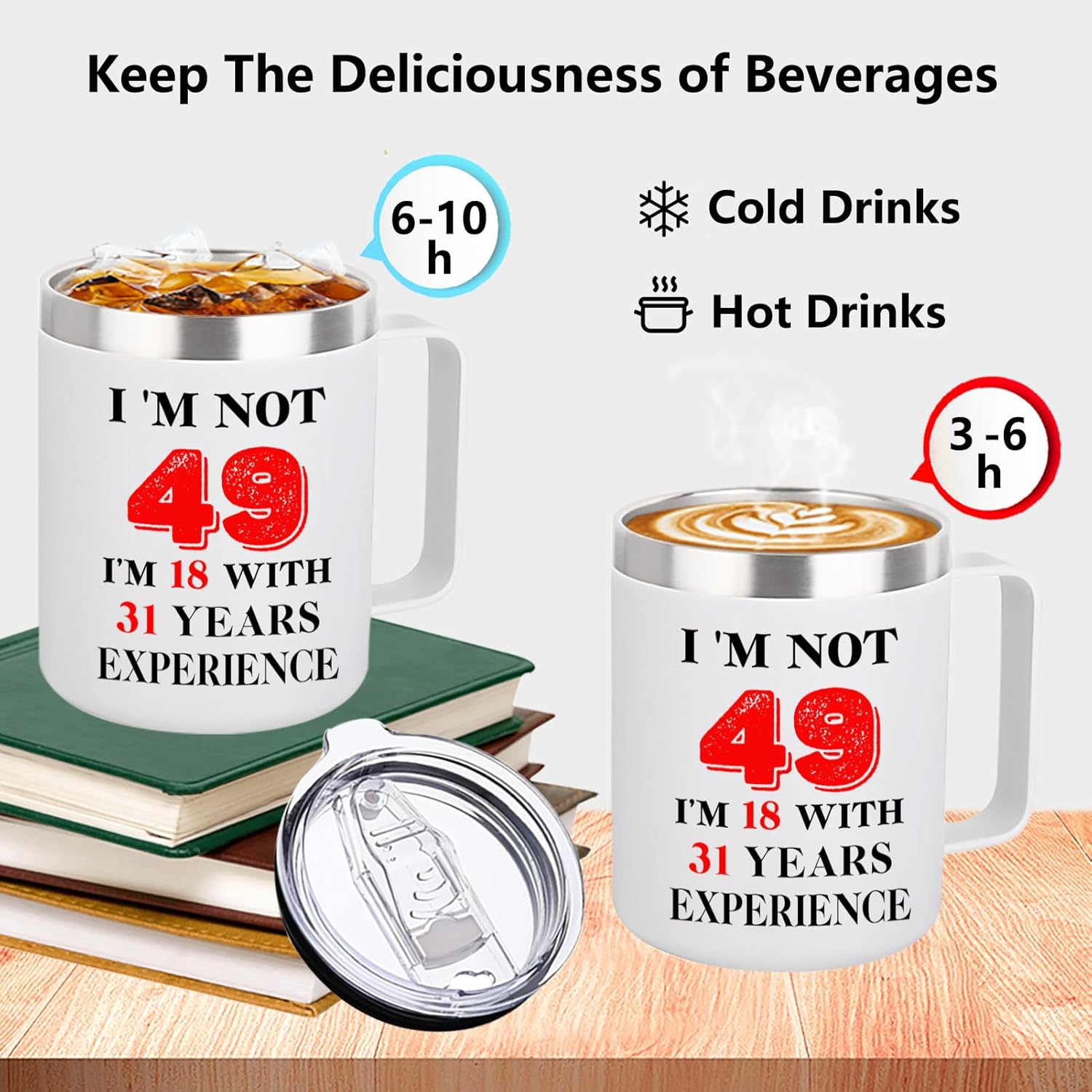 49th Birthday Gifts for Women Men, 1977 Happy 49th Birthday Gifts Decorations for Her Him, Turning 49 Year Old Birthday Presents Coffee Mug Cup, White, 12 Ounce - Image 4