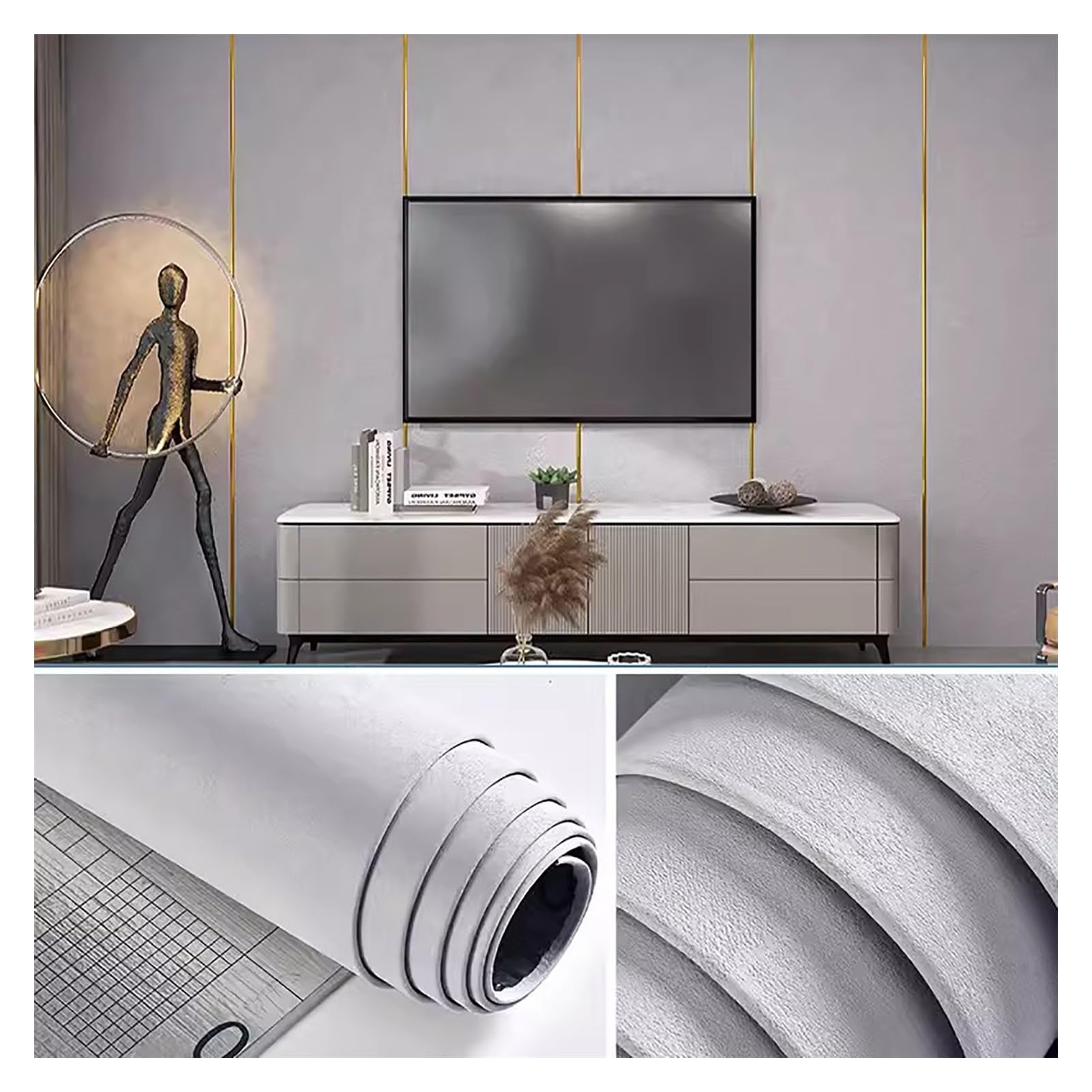 Panel de Pared Autoadhesivo, Tela Decorativa de Pared autoadhesiva para habitación, Papel Tapiz Adhesivo de Pared insonorizado anticolisión con Revestimiento Acolchado de 5 mm (Gris 1, 2,8 m