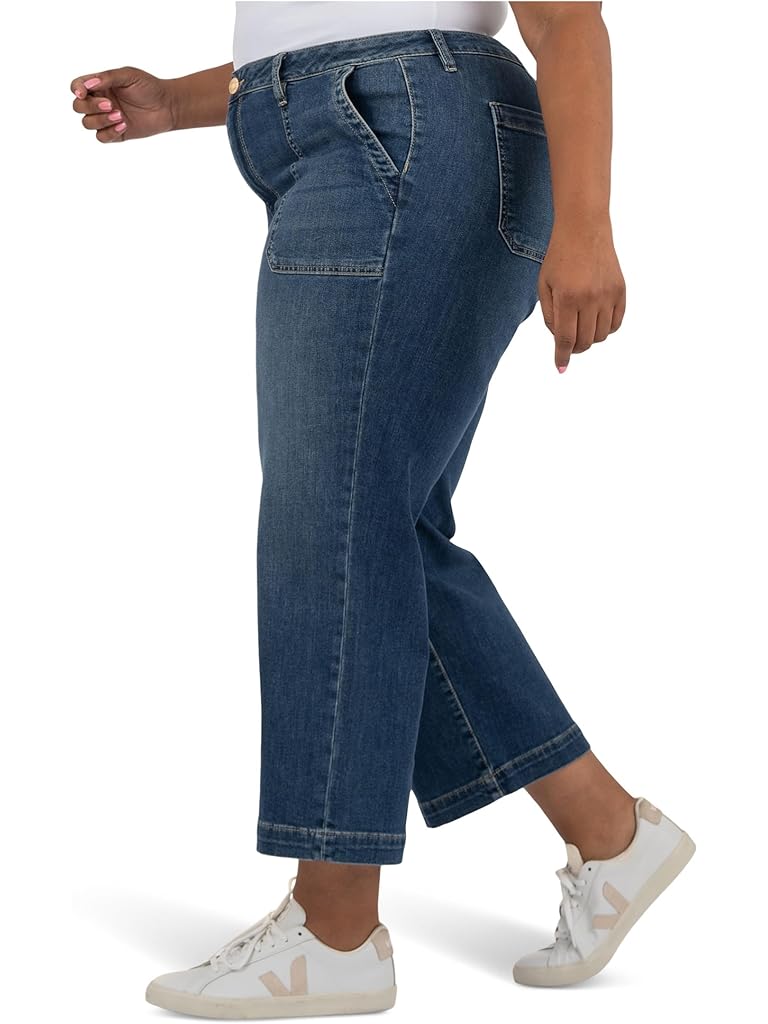 Silver KUT from the Kloth Plus Charlotte High Rise Wide Leg Pork Chop-wide Hem