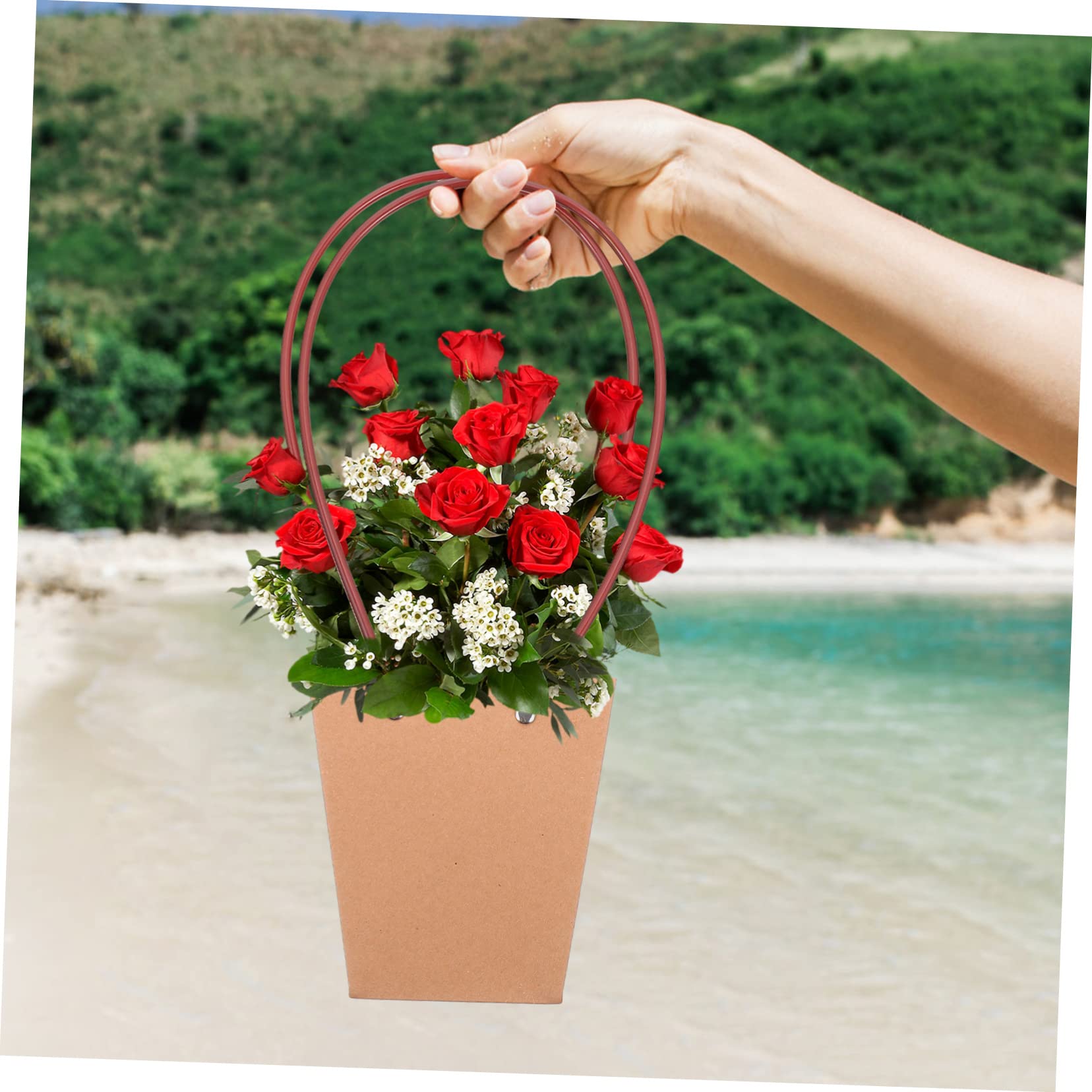 UTHCLO 10piezas Bolsa de Papel Kraft Gruesa para Dulces Bolsa Práctica para Flores Portátil Suministros para Flores para Envolver Regalos para Fiestas