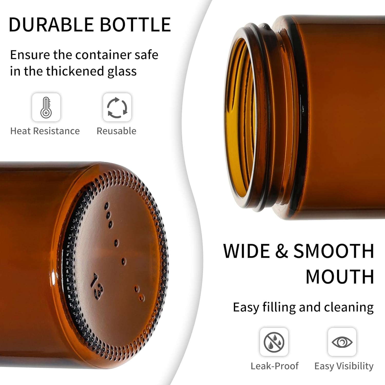 KEYWING 30Pack Amber Glass Jars with Black Lids, 8 oz Empty Cosmetic Jars with Inner Liners, Round Lotion Containers for Cream, Powders and Ointments