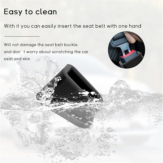 Kewucn 2 PCS Car Seat Belt Buckle Holder, Silicone Auto Seatbelt Buckle Booster, Easy Access Seat Belt Buckle Guard Cover for Kids, Universal Safety Seat Accessories for Most Cars (Black)