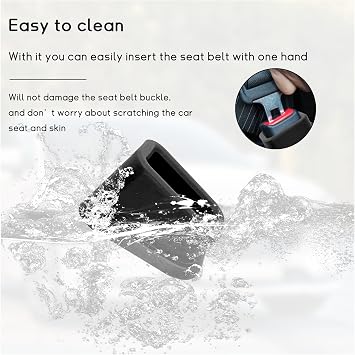 Kewucn 2 PCS Car Seat Belt Buckle Holder, Silicone Auto Seatbelt Buckle Booster, Easy Access Seat Belt Buckle Guard Cover for Kids, Universal Safety Seat Accessories for Most Cars (Black)