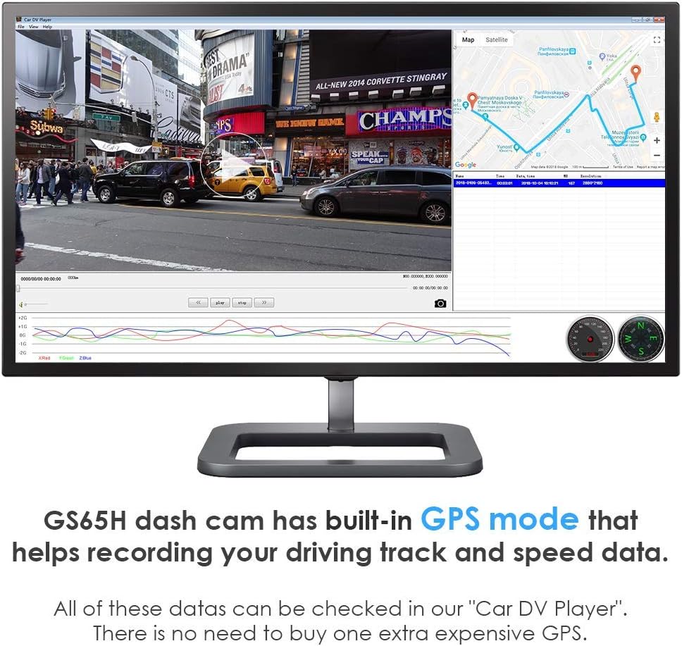 AZDOME Car DV Player software with GPS data