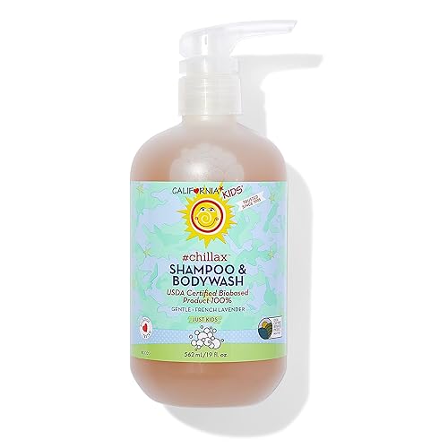 California Kids Chillax Champú y gel de baño  100% a base de plantas  Cuidado de la piel suave  Champú de lavanda para niños + adolescentes  Lavado