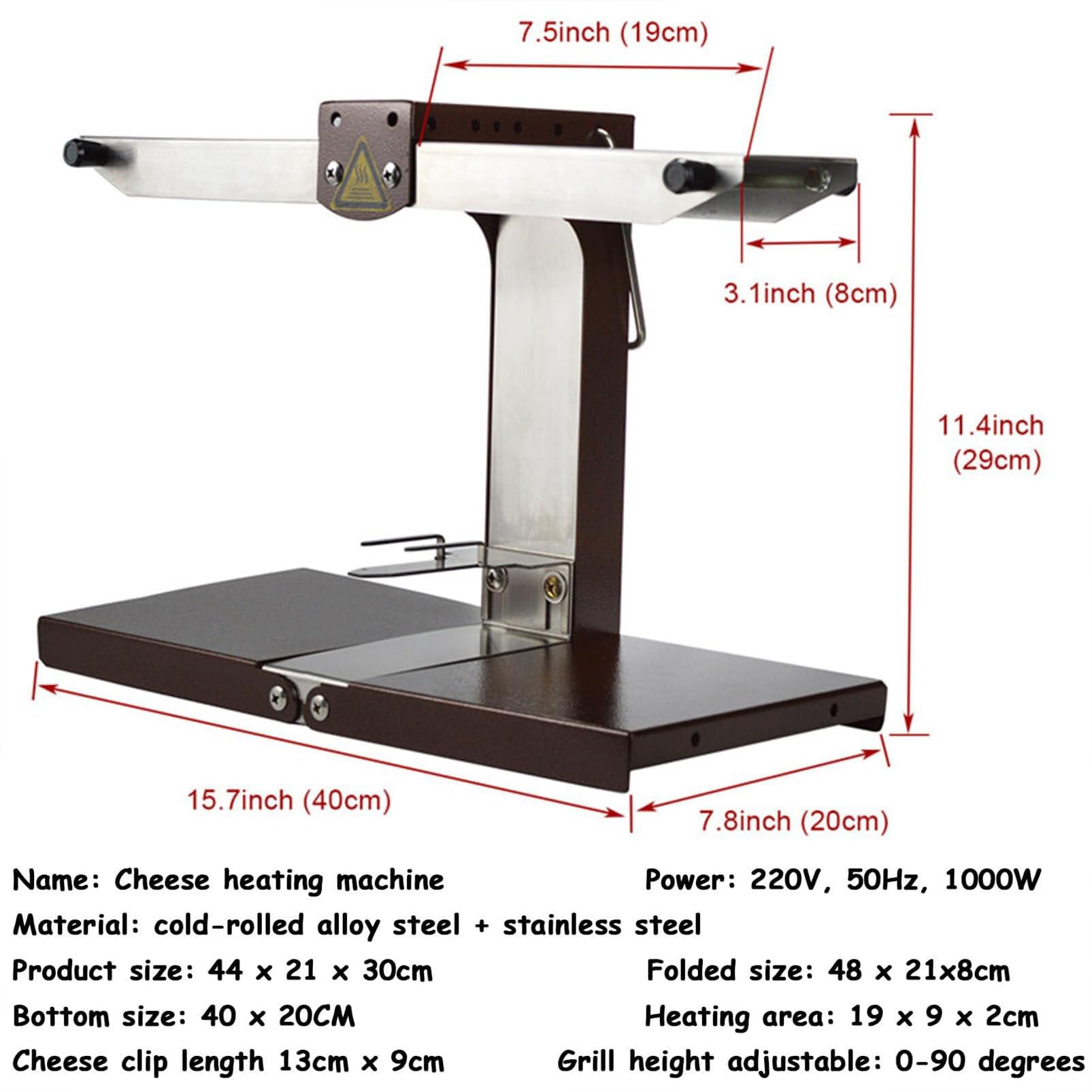 Generisch Raclette per formaggio, 900 W, fusione rapida in 60 secondi, doppia superficie riscaldante per deliziosi piatti di formaggio, ideale per feste e cene in famiglia