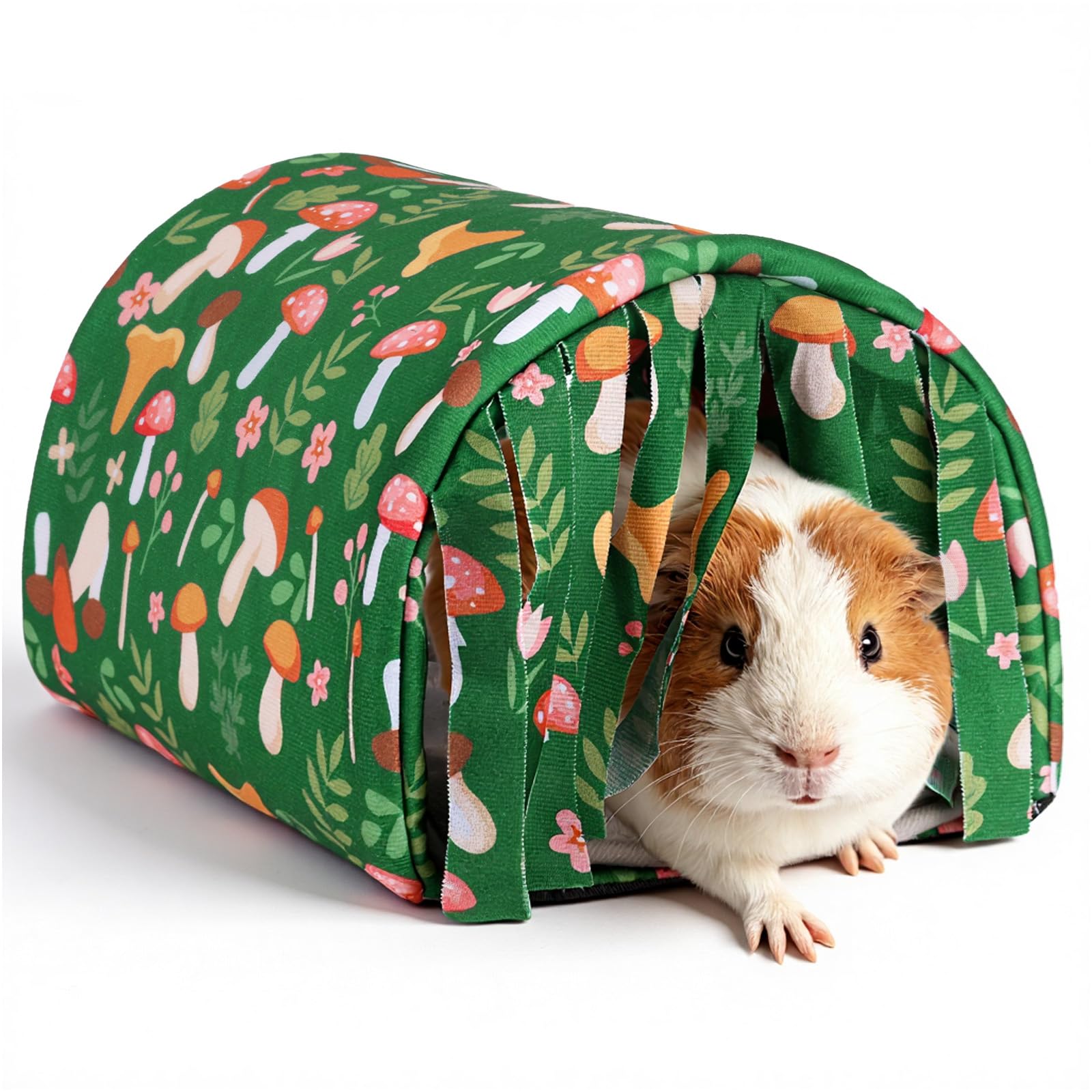 HOTUT Guinea Pig Bed Rabbit Hideout,Guinea Pig Tunnel,Small Animal House Cage Accessories with Curtains,Warm Guinea,with Removable Cushion,Anti-slip,for Chinchillas,Hamsters,Dwarf Rabbits — image 1