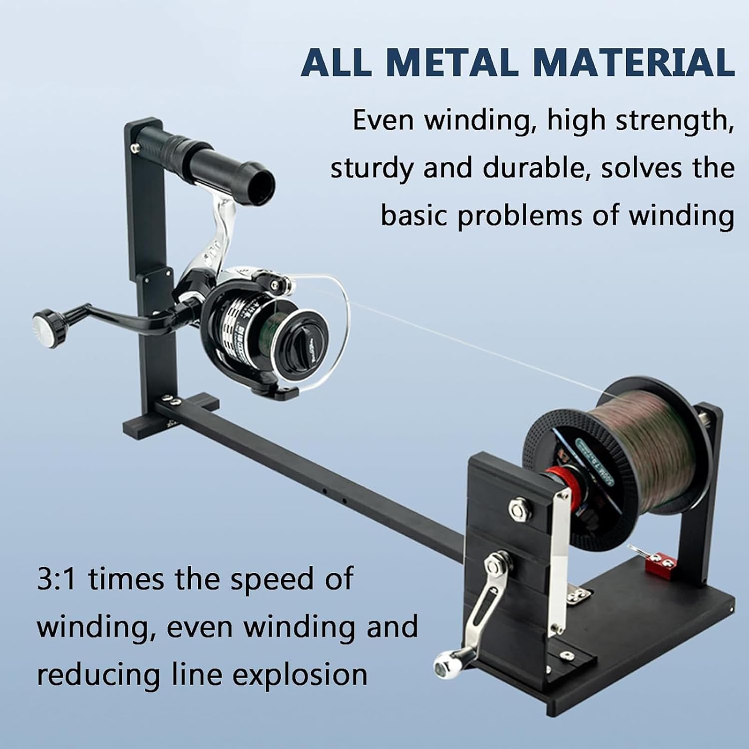 Manual Fishing Line Spooler Winder, All Metal Spincast Fishing Reel, Fishing Line Spooling Station, Accurate Unloading Adjustment, Screw 120mm, for Casting Reel