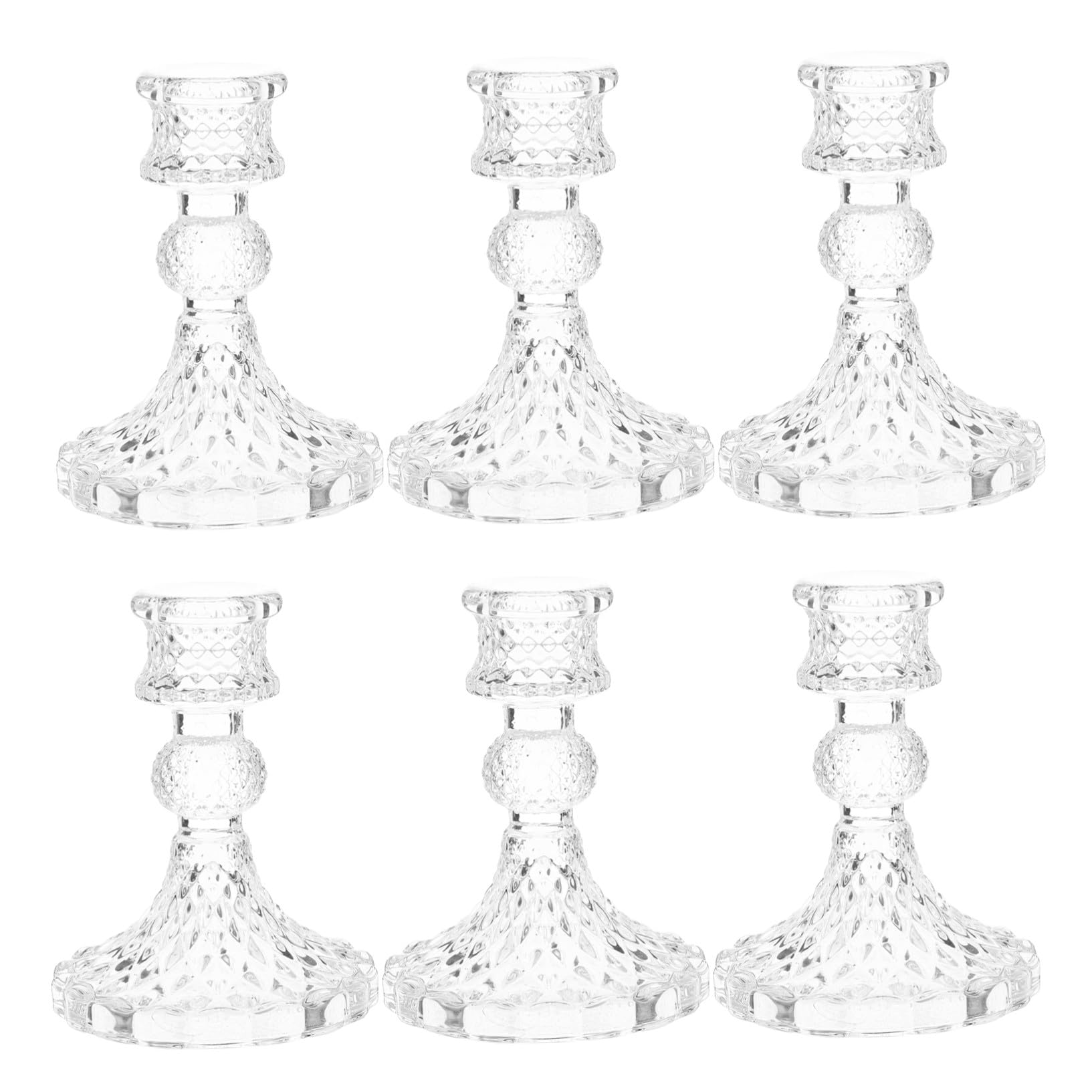 Bougeoirs coniques verre transparent Alipis stables pour centres de table