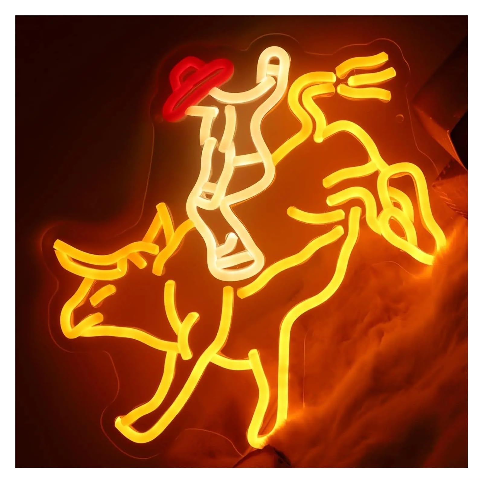 LED néon signe Rodeo – Panneau Néon USB, Lumière LED À Intensité Variable, Pour Bar, Fête D'anniversaire, Salle De Jeu, Décorations Chambre Coucher 12.3x10.3in