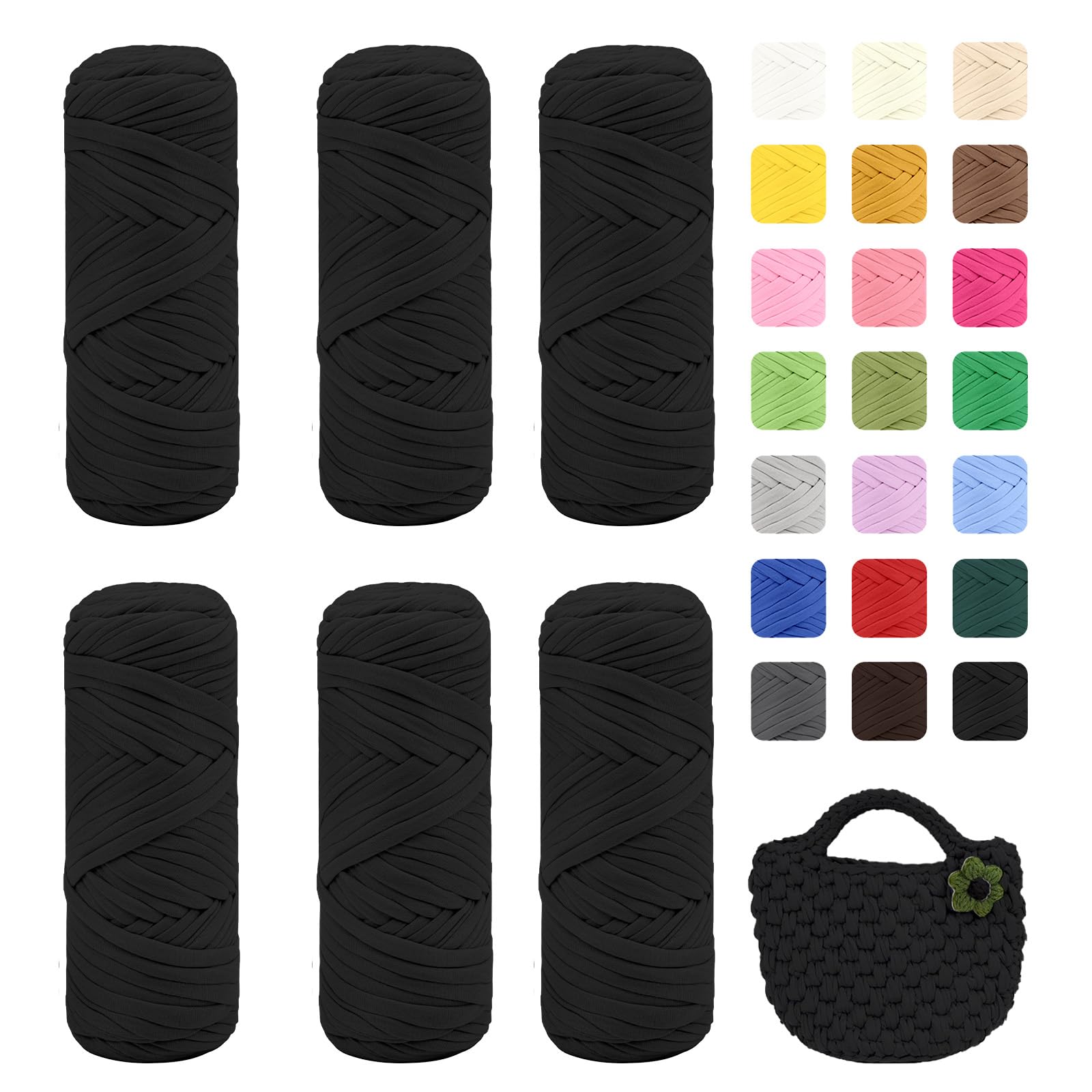 Maxee 400g T-Shirt Garn – 2 er Pack (je 200g/75m), Weiches Beilaufgarn zum Häkeln & Stricken – Farbintensiv & pflegeleicht, Ideal für Häkeltaschen/Körbe/Teppiche DIY Projekte, Handarbeiten und Deko