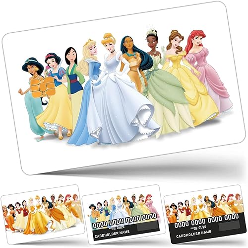 Lindas calcomanías de princesa para tarjetas de crédito para transporte, llaves, débito, tarjeta de crédito, diseño de caricatura de licencia de