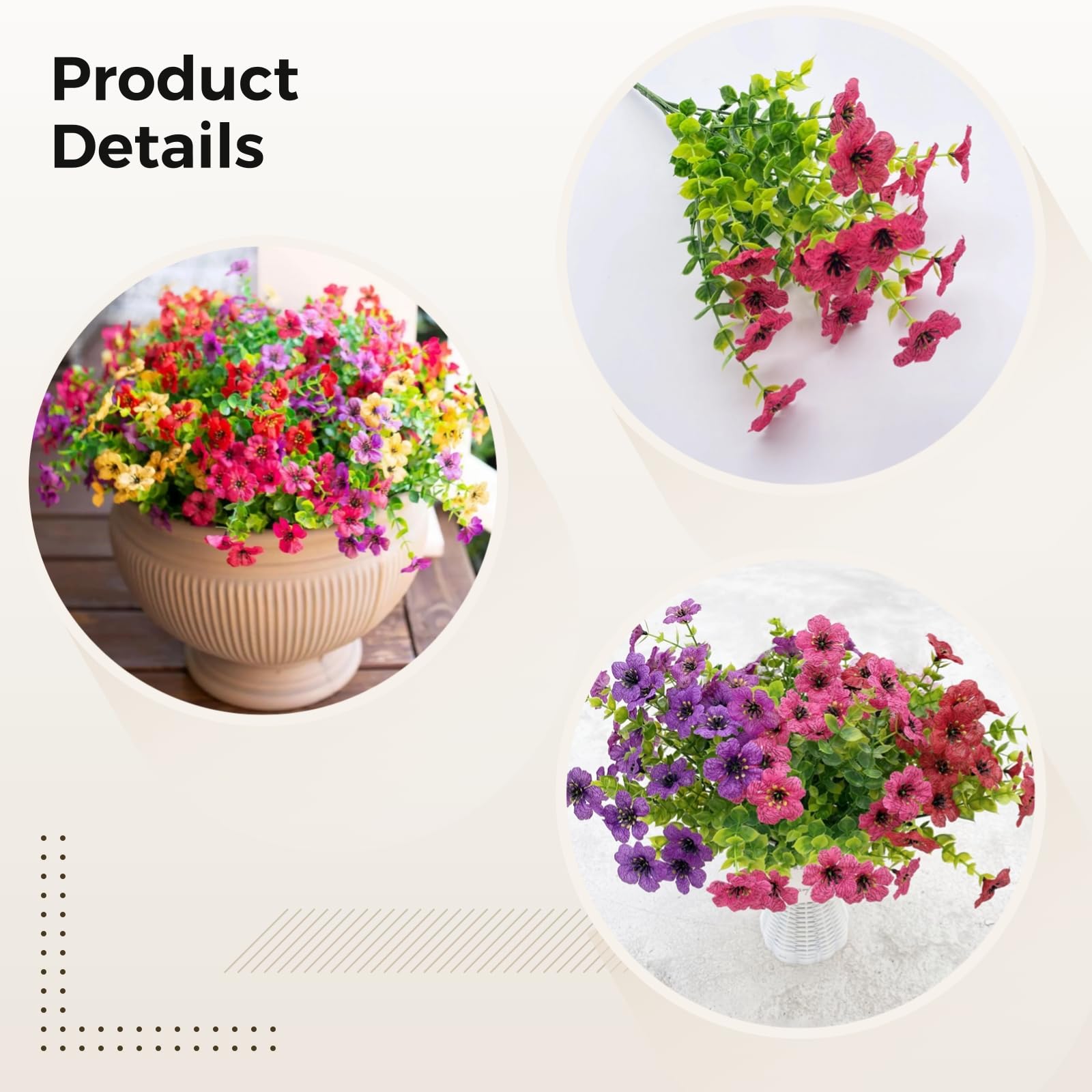 Générique 18 pièces de Fleurs artificielles en Soie d’Eucalyptus, Bouquet décoratif aux Tons Rouge, Violet, Jaune et Automne, tiges de 14,2 Pouces, pour Maison et extérieur, sans Entretien