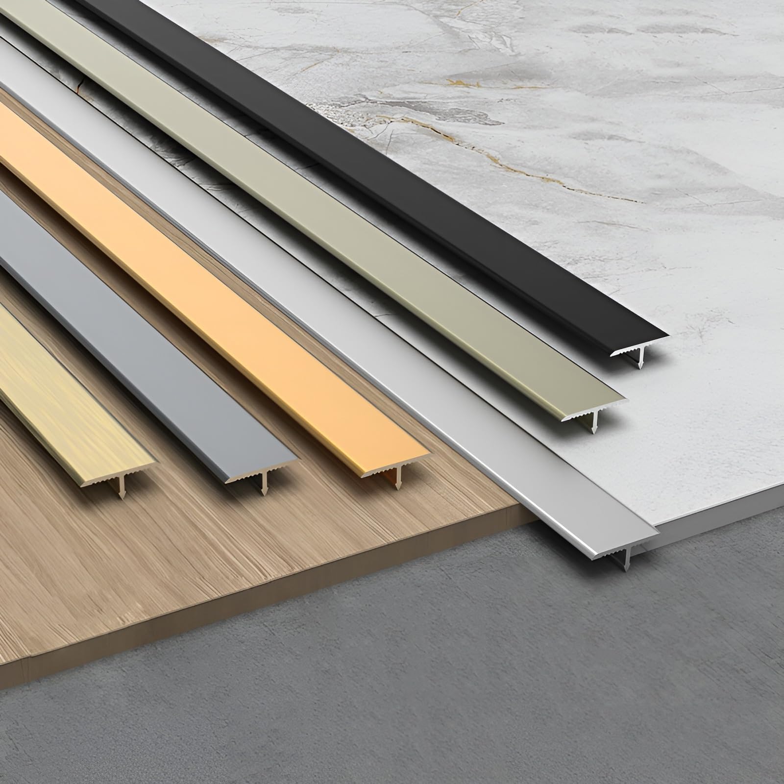 Tira De Umbral 100cm×3 Pieza, Moldura En T, Perfil De Transición De Aluminio Para Uniones De Madera, Parquet, Tarima Y Mármol, Cubrecantos Embellecedor(Champagne,20mm/0.78in)