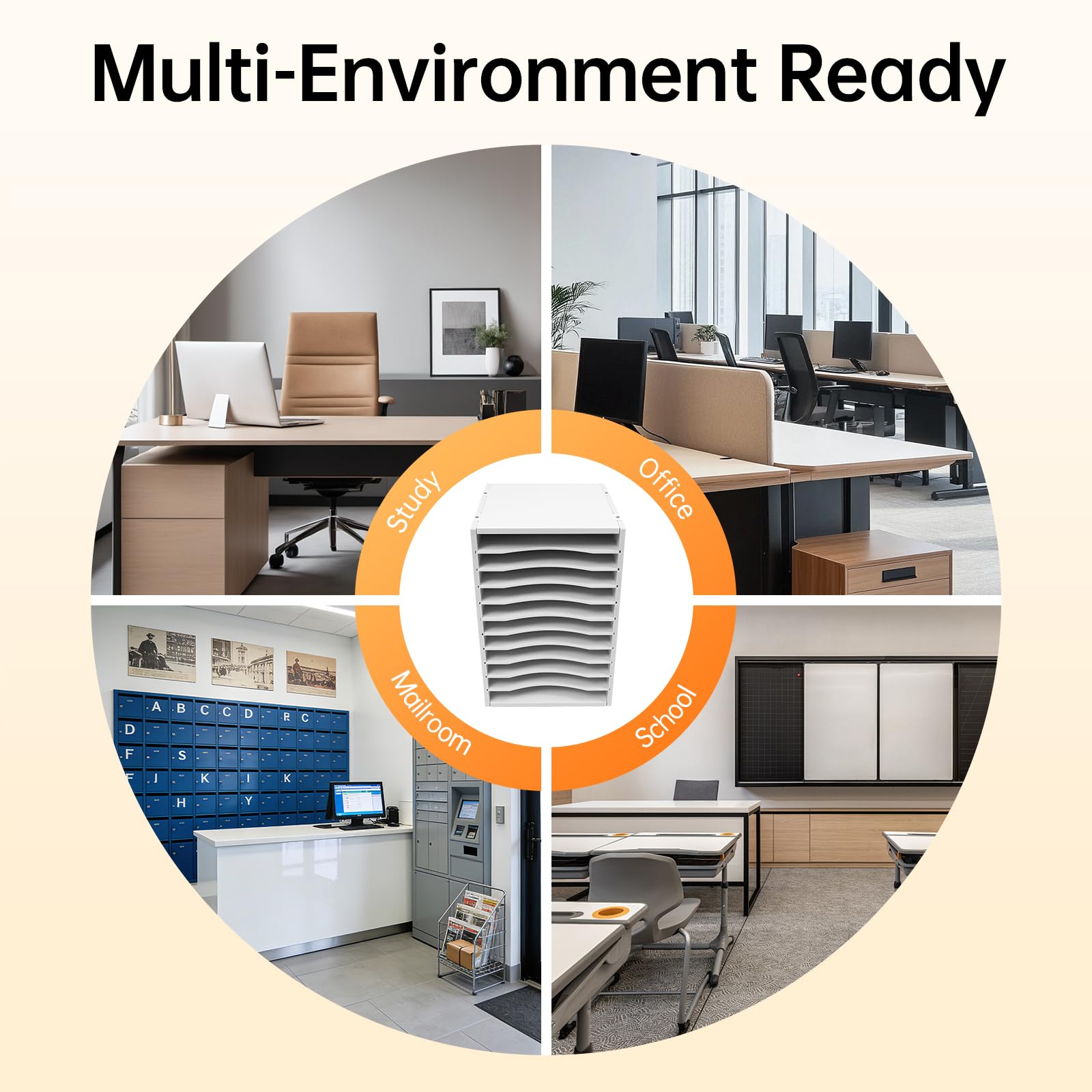 27 x 30 x 40 cm, bianco, verticale, da scrivania, da utilizzare per riporre documenti | Portadocumenti con 11 scomparti, cacciavite e 14 viti, organizer per posta in PVC, laminato durevole
