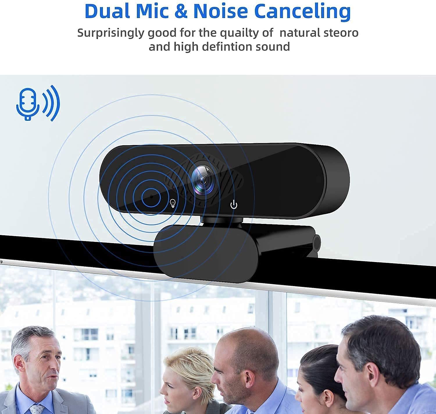 1080P Business Webcam with Dual Microphone & Privacy Cover, 2020 [Upgraded] USB FHD Web Computer Camera, Plug and Play, for Zoom/Skype/Teams Online Teaching, Laptop MAC PC Desktop: Industrial & Scientific