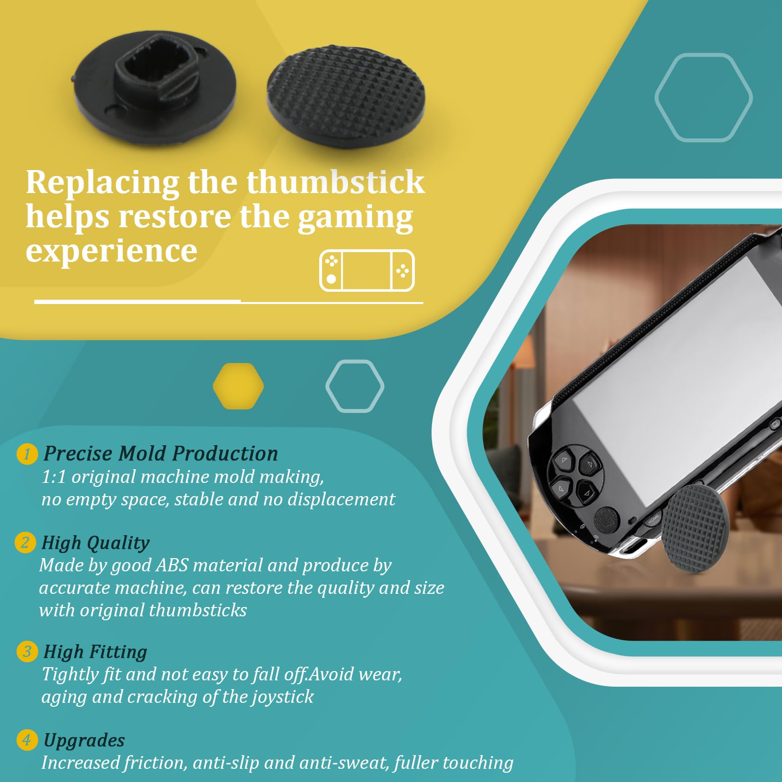 RongZy 8 Pièces Stick Analogique pour Sony PSP 1000 Capuchon Joystick de Remplacement pour PSP 1000 Thumbstick Accessoires Rechange - 4