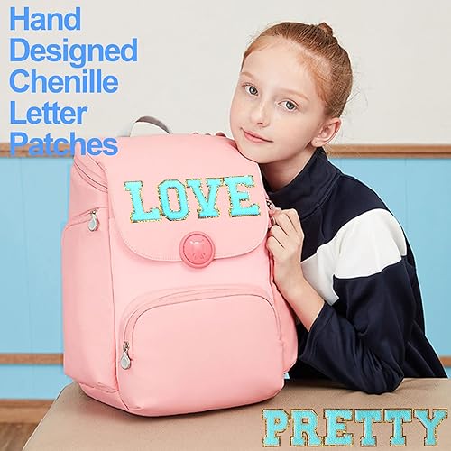 Miniatura 5 de Yhsheen 26 parches de letras doradas bordadas autoadhesivas con brillantina dorada, parches de reparación de letras de chenilla, apliques para tela,