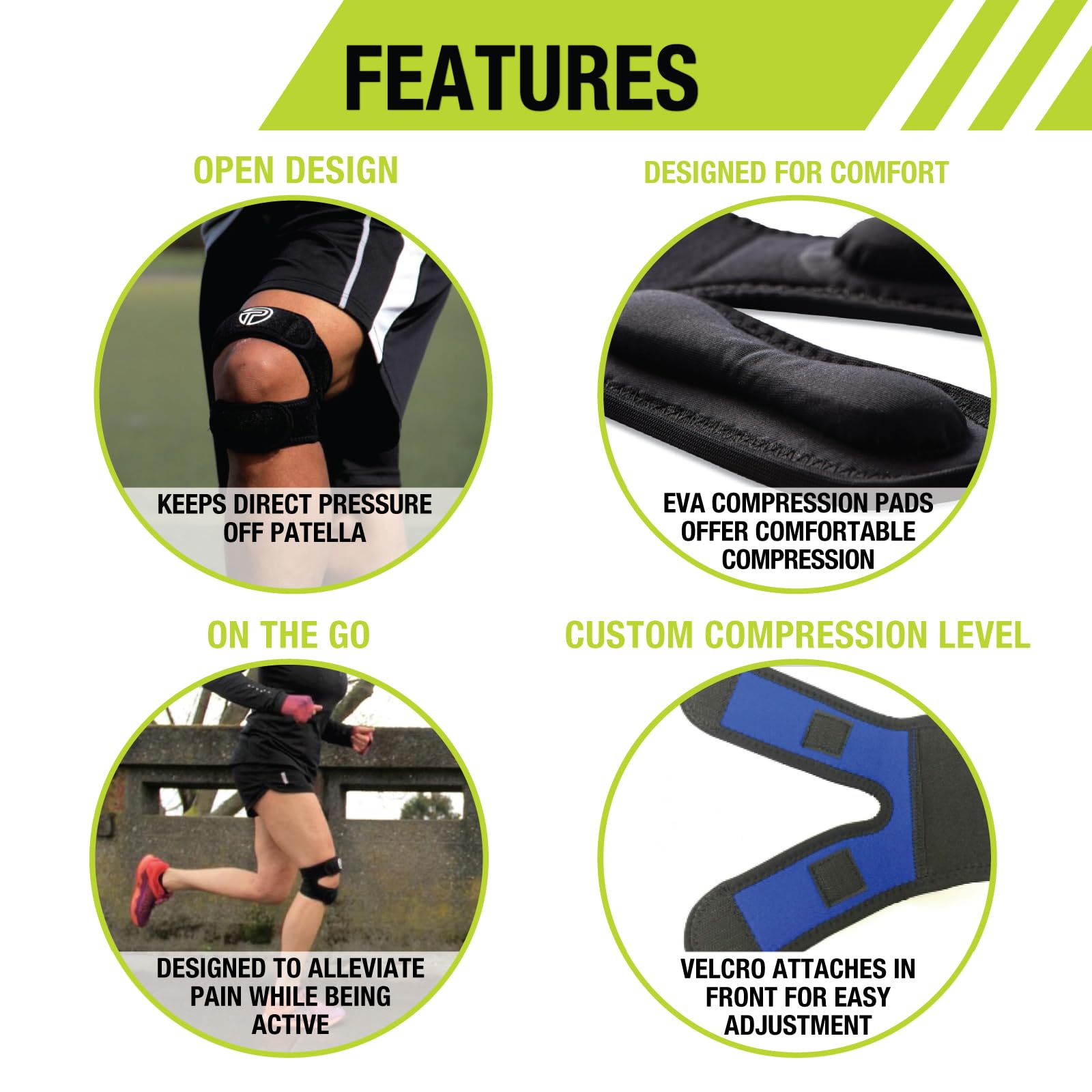 Pro-Tec X-Trac Dual Strap Knee Support, Quadriceps and Patellar Tendon Strap, Knee Brace, Compression Straps, Knee & Joint Support, Tendinitis, Chondromalacia, Adjustable, Easy to Use