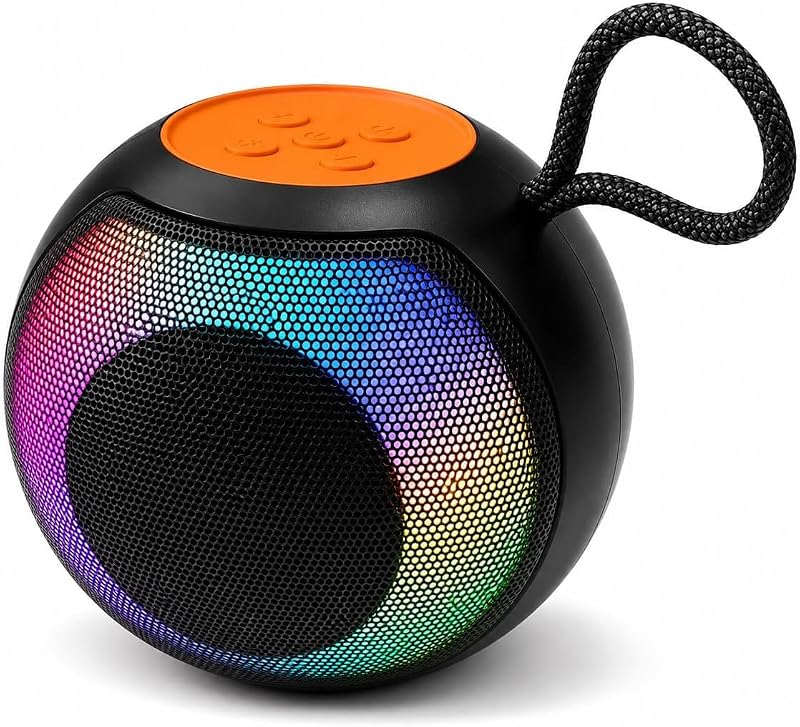Bluetooth Speaker, Portable Wireless Subwoofer with RGB LED Light, Support USB, TF Card, Rechargeable Battery for Smartphones, TV, Tablets, Computers (Multicolor)