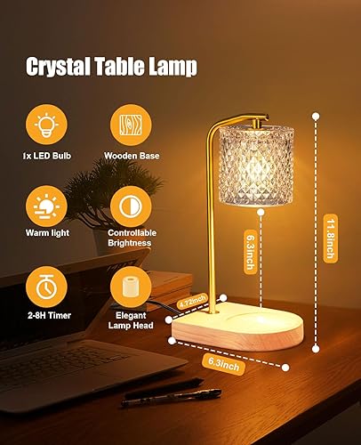 Miniatura 2 de Lámpara de mesita de noche pequeña para dormitorio lámparas de noche con pantalla de vidrio para mesita de noche, lámpara de luz regulable con