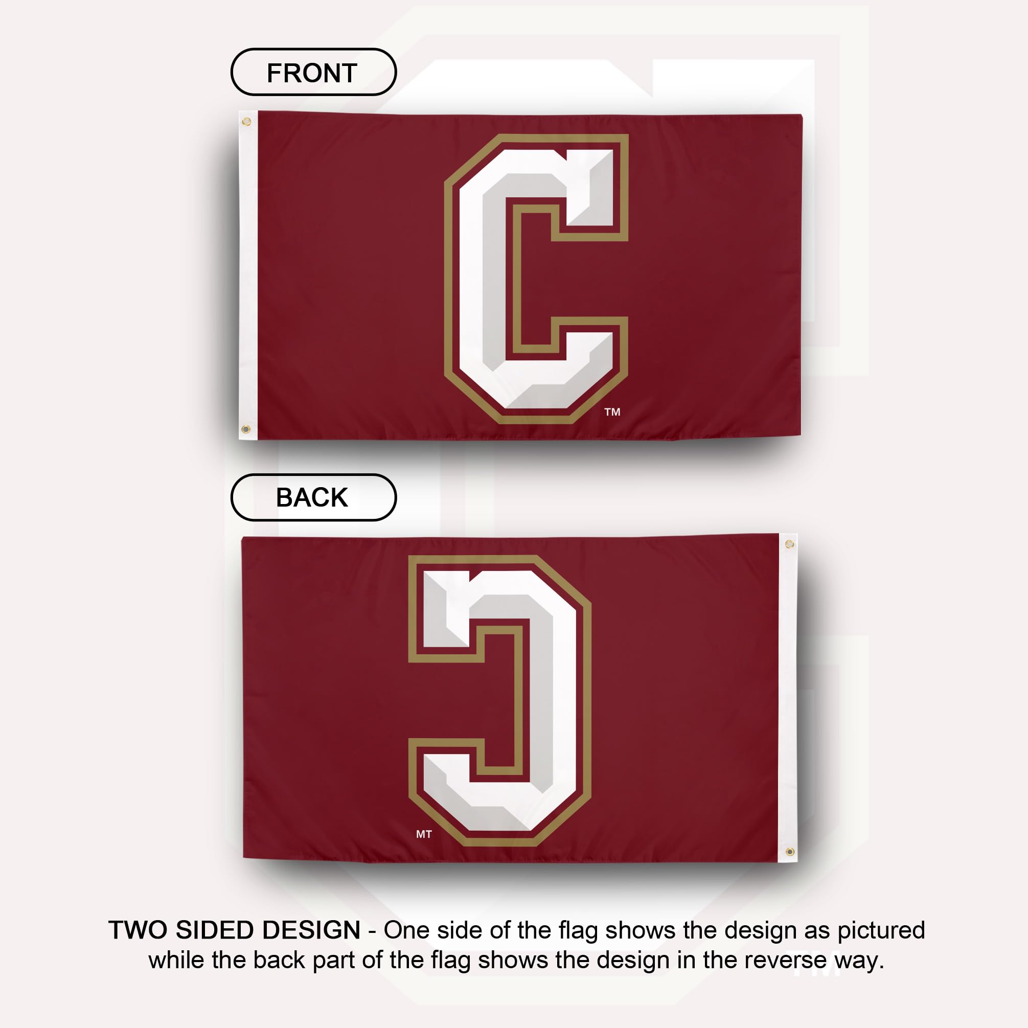 Bandera de College of Charleston C of C Cougars 100% poliéster para interiores y exteriores, 3 pies x 5 pies (diseño #1)