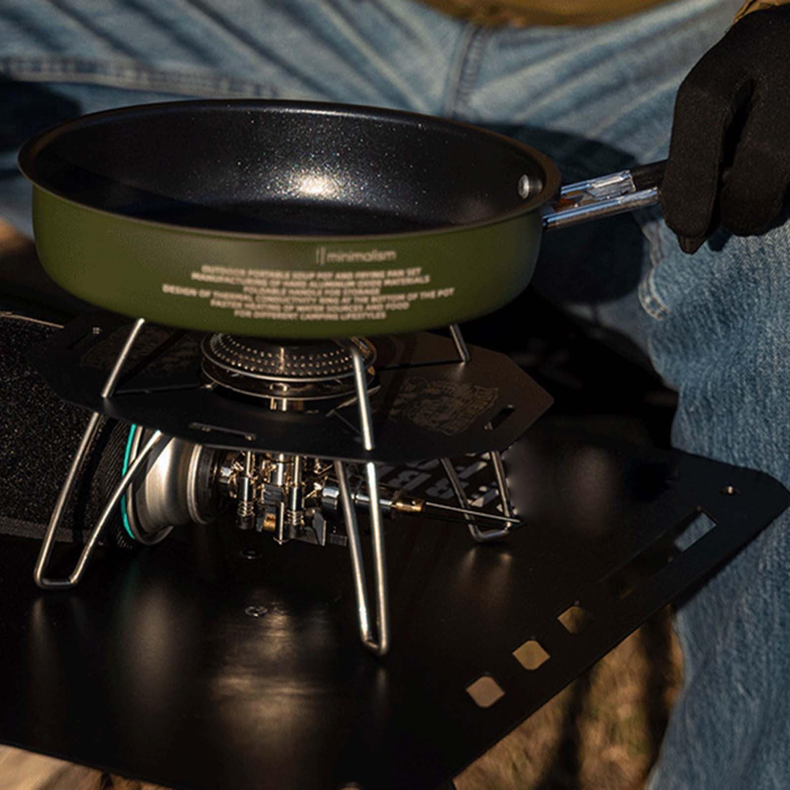 Set Pentole E Padelle Da Campeggio Attrezzi per Stufare e Friggere | Pentola per Zuppa da Trekking Outdoor Backpacking Escursionismo Picnic Sopravvivenza Caccia Spiaggia Viaggio