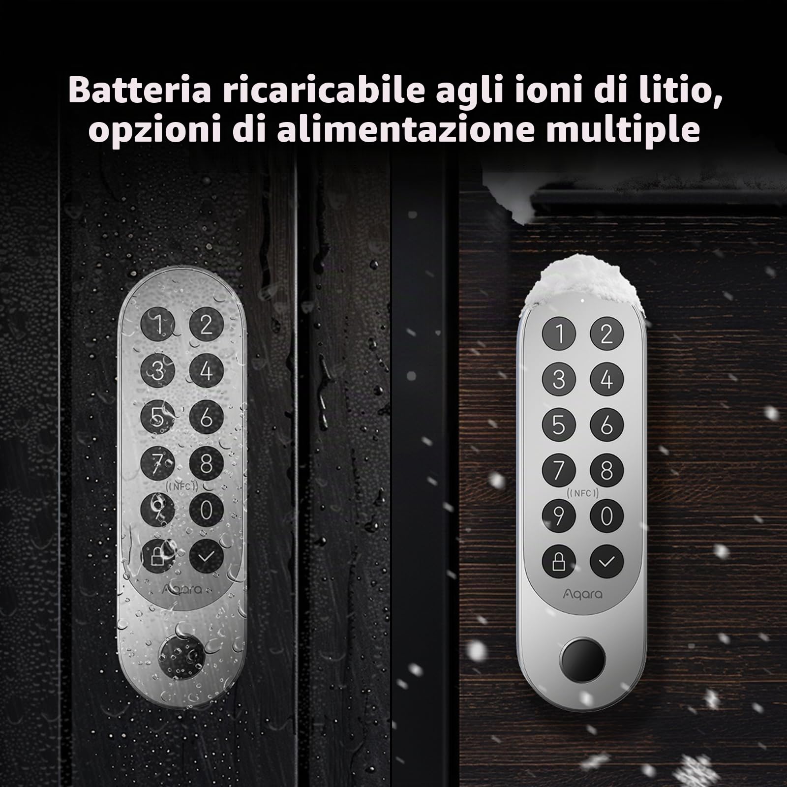 Aqara Serratura Smart U200 (Tastiera Fingerprint Inclusa), Matter over Thread, Apple Home Key e Batteria Ricaricabile, Supporta Apple Homekit, Google Home, Alexa e SmartThings, Argento