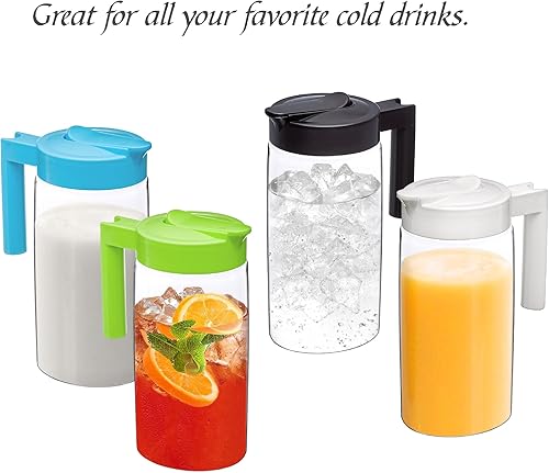 Miniatura 4 de Amazing Abby - Skinny - Jarra Tritan (48 oz), jarra de agua de plástico irrompible con tapa, sin BPA, resistente al calor, apta para lavavajillas,